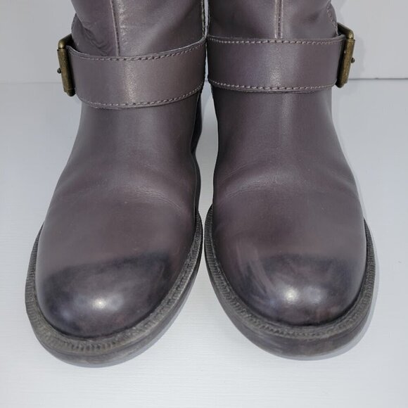 Enzo Angiolini Easayin Tall Riding Boots Dark Taupe Gray W/Buckle Detail Size 6M - Picture 3 of 16
